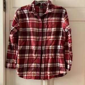 Eddie Bauer Burgundy Plaid Shirt size L